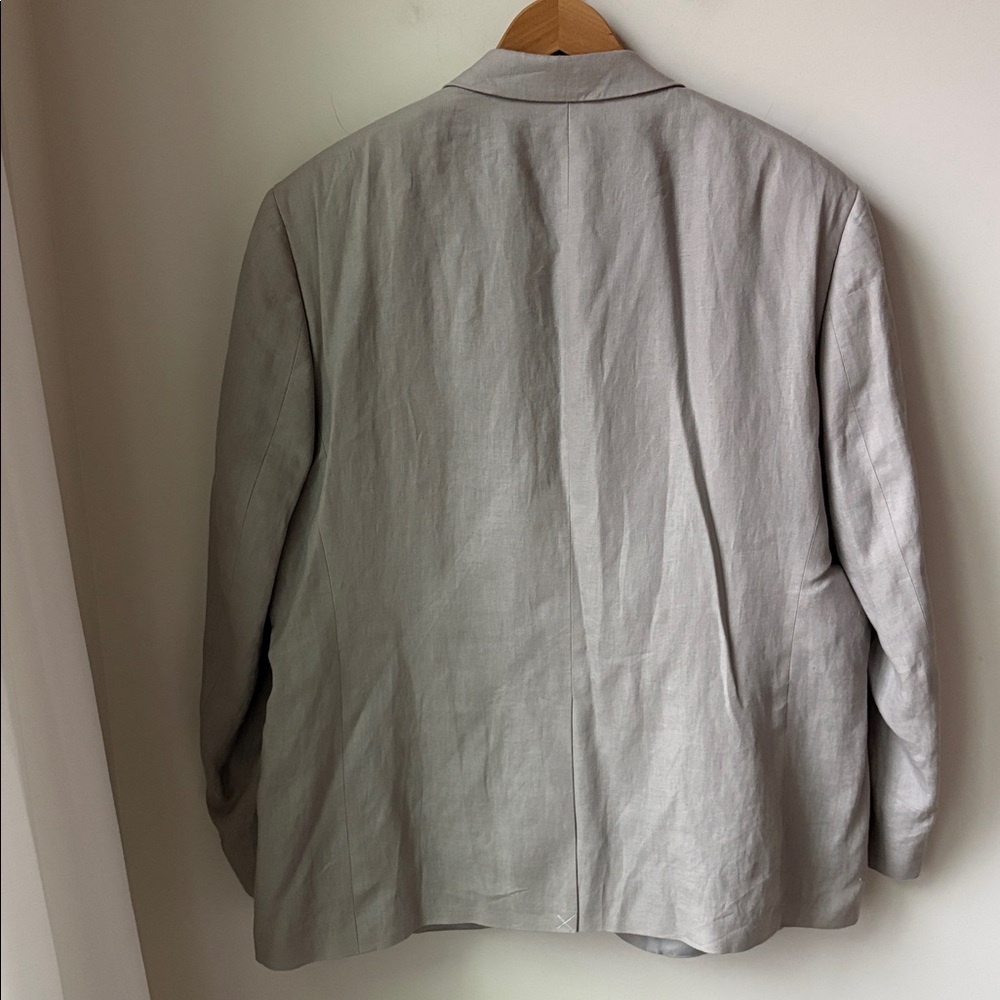 NWT Chaps Linen Blazer in Natural Two Button Lined Wedding Guest Preppy Size 48R - Picture 3 of 10